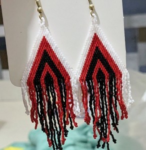 Bohemian Tassel Drop Miyuki <b>Earrings</b> Womens Red <b>Black</b> White Beaded Fringe Statement Jewelry Fashion <b>Dangle</b> <b>Earrings</b> - Product Image 1