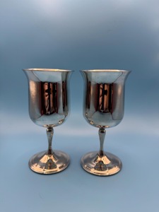 Wine Serving Classic Metal Cups Set Of 2 Durable Handmade Stainless Steel Bell Shape <b>Goblets</b> For Wedding - Product Image 3