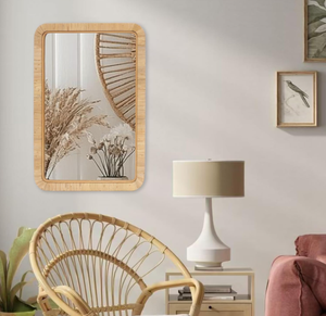 Vietnam Modern Rattan Floral Round <b>Mirror</b> Handmade Wall Decor - Product Image 6