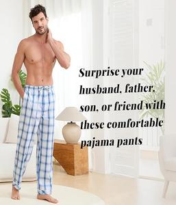 กางเกงขายาวทรงตรงพิมพ์ลายตารางสำหรับผู้ชาย เอวยางยืดคุณภาพสูง พร้อมเชือกผูก ปรับได้ สวมใส่สบาย น้ำหนักเบา ทรงคลาสสิก - Product Image 6