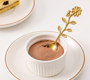 Ensemble de couverts décoratifs en forme de feuille de fleur dorée, pour mariage, cuillères, fourchettes, couteaux, élégant, pour table à manger et cuisine - Product Image 3
