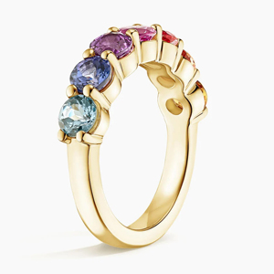 Bague en or jaune pour femme avec pierres précieuses multicolores, style classique, à porter au quotidien - Product Image 3