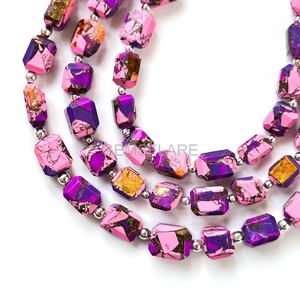 Cuentas facetadas de turquesa Mohave morada y rosa de 5x7-6x8MM, cuentas de cobre turquesa pulidas al por mayor para la fabricación de joyas. - Product Image 1