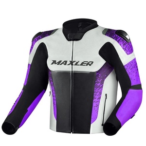 Chaqueta de Cuero para Motociclista, en Negro con Protección Corporal en Rojo, Chaquetas de Cuero para Carreras de Motos - Product Image 1
