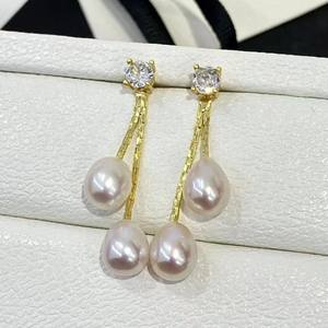 Boucles d'oreilles en argent S925 avec pampilles de perles, style coréen, nouveau modèle, super féérique, une paire, vente en gros - Product Image 1