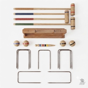 Jeu de croquet de jardin de qualité supérieure avec maillets en bois dur, balles colorées et cerceaux en acier – Équipement sportif d'extérieur pour pelouse - Product Image 3
