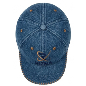 Gorra de Béisbol RIZNA de Mezclilla, 6 Paneles, Ajustable, Unisex, Casual, con Logotipo Bordado en 3D en el Panel Frontal, Azul, de Algodón, con Hebilla Metálica - Product Image 5