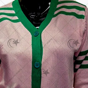 Cardigans tricotés universitaires pour femmes Pull cardigan à col en V - Product Image 2