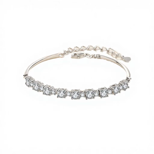Elegant Moissanite Tennis <b>Bracelet</b> For Women Round Brilliant Cut 925 <b>Sterling</b> <b>Silver</b> Prong Setting Classic Style Wedding Jewelry - Product Image 5