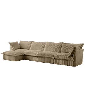 Divano a L con Rivestimento Rimovibile a 4 Posti, Seduta Profonda, Braccioli Morbidi e 2 Grandi Cuscini Confortevoli per Soggiorno - Product Image 5