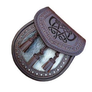 Bolso de mano semivestimentario para hombre, estilo kilt escocés, de cuero, con borlas, en varios colores, ¡gran oferta! - Product Image 3