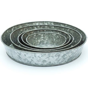 Plateau de service ovale en métal galvanisé avec poignées, style ferme, plateau décoratif pour table basse, plateau en fer pour la cuisine - Product Image 4