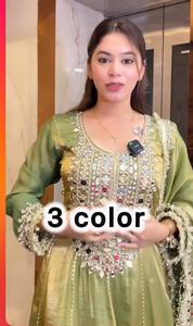 Conjunto de traje Dhoti de seda bordado con espejos para mujer, atuendo tradicional indio pakistaní, vestido para bodas y fiestas - Product Image 4