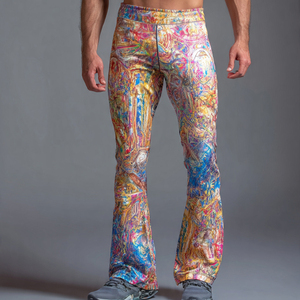 Leggings acampanados estampados por sublimación para hombre, con cintura alta y cordón ajustable, ideales para yoga y ejercicio. - Product Image 5