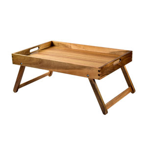 Top Quality Natural Acacia Wooden Folding Bed <b>Tray</b> <b>Table</b> Rustic Breakfast <b>Tray</b> for Eating in Bed made from Vietnam Factory - Product Image 1