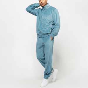 Survêtement Homme en Velours Imprimé Personnalisé avec Logo, Marque Privée, Bleu, Sportswear Tendance, Cordon de Serrage, 100% Velours - Product Image 3