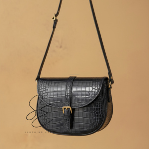 Bolso Bandolera de Cuero Genuino con Grabado de Cocodrilo, Estilo Preppy, con Cierre de Cremallera y Solapa, para Mujer, Bolso de Hombro Premium OEM Personalizado - Product Image 1