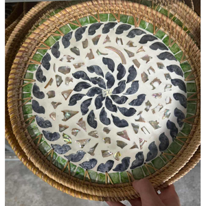 ชุดถาดหวายธรรมชาติพร้อมที่รองแก้วลายมุกสำหรับโต๊ะอาหาร โรงแรม และรีสอร์ท - Product Image 3