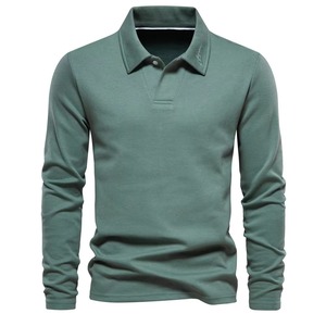 Camiseta de Manga Larga para Hombre, Corte Ajustado, 100% Algodón, Transpirable, Color Sólido, Tejido de Punto, Servicio OEM Personalizable - Product Image 6