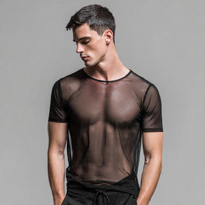 Camisetas de malla transparente OEM para hombre, ropa de playa, cuello redondo, camisetas transparentes para nadar, camiseta de malla transparente para hombre - Product Image 1