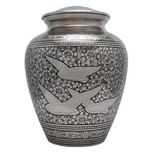 Urna Funeraria para Adultos con Diseño de Pájaros en Vuelo, Capacidad de 220 Cubos, Urnas de Metal para Cremación, Artesanía para Artículos Funerarios - Product Image 1