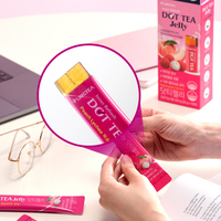 LINGTEA Dot Tea Jelly saveur pêche et litchi 20g*10 avec probiotiques et vitamines, sans sucre ajouté, sans gras, faible en calories (27 kcal), coréen