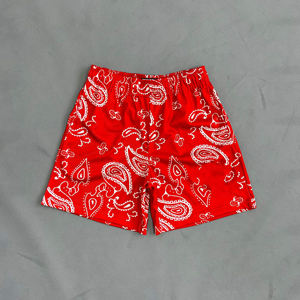 Pantalones Cortos Deportivos Casuales de Baloncesto, de Lona Transpirable, Teñido Liso, con Estampado de Flor de Cachemira, de Cintura Media, Estilo Americano Novedoso - Product Image 6