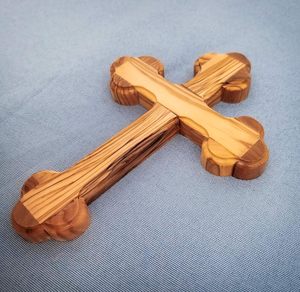 Cruz colgante de pared ortodoxa griega de la Tierra Santa, hecha de madera de olivo de Jerusalén, tallada a mano en Israel, 7 pulgadas. - Product Image 4