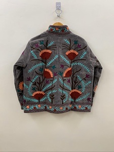 Trendy Wholesale Suzani Embroidery Velvet <b>Jacket</b> Women <b>Short</b> Winter Coat Button Boho Bomber <b>Jacket</b> Factory Direct Top Product - Product Image 2