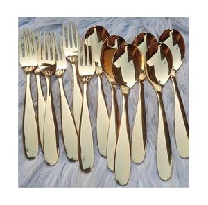 Juego de Cubiertos de Oro de 12 Piezas al por Mayor, Tenedores y Cucharas de Lujo con Acabado Pulido para Bodas y Hoteles - Product Image 1