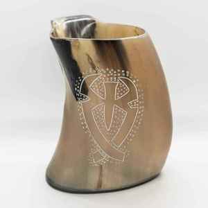 Mug à bière en corne naturelle polie de style animal viking, de qualité supérieure, portable et de forme naturelle - Product Image 3
