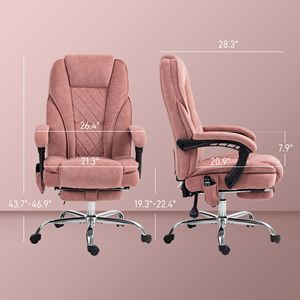 Sedia da massaggio regolabile in altezza e schienale rosa con funzioni di riscaldamento e vibrazione a 6 punti più poggiapiedi - Product Image 3