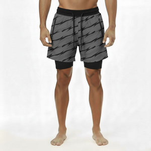 Trending Sporty Double <b>Layer</b> Men's Shorts Customized Design Print Non Woven Eco-Friendly 100% Polyester Fabric Quick Dry - Product Image 3