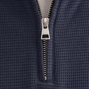 Hot Sale Breathable Custom <b>Black</b> Waffle <b>Oversize</b> 1/4 Zip Pullover Funnel Neck Half-Zip Sweatshirt Men's <b>Hoodies</b> - Product Image 4