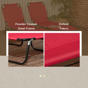 Sdraio Pieghevoli Reclinabili a 5 Posizioni in Tessuto Oxford Rosso Vino per Spiaggia e Patio (Set di 2) - Product Image 6