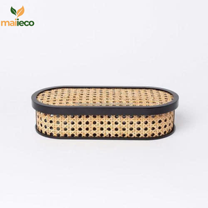 Juego de cesta tejida de madera negra tejida a mano de estilo Vintage más vendida, contenedores de almacenamiento de Material de ratán Natural, correas de caña de ratán - Product Image 3
