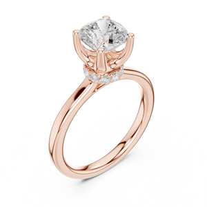 Anillo de Compromiso Art Deco con Moissanita Creada en Laboratorio, Corte Asscher, con Halo Oculto, Oro Rosa, Acero Inoxidable, Joyería Fina, Regalo - Product Image 4