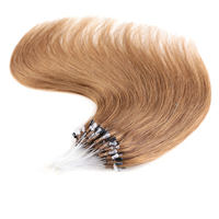 Extensiones de Cabello Chino con Micro Anillos de Queratina KSWIGS, Doble Trama, Cabello Humano Remy de la Mejor Calidad, Textura Lisa, Trama Individual