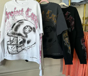 เสื้อยืดสกรีนลายแบบกำหนดเอง ผ้าริป 250 แกรม แขนยาวสองชั้น ปลายแขนแบบพับ ซักฟอกสีซีดแบบ Stone Wash ทรงบ็อกซี่ ครอป - Product Image 3