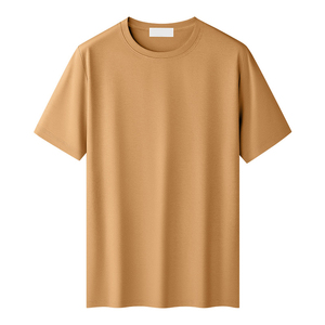T-shirt décontracté à manches courtes pour homme, col rond, en modal mercerisé et acétate 280G, avec broderie de logo personnalisée OEM - Product Image 3