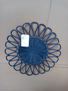 แผ่นรองจานหวายสานลายดอกไม้สีฟ้าธรรมชาติ - Product Image 5
