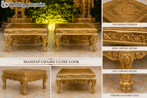 Mandapam de Fibra para Bodas al Estilo del Templo Dorado del Sur de la India, Exclusivo para Bodas Tamilas, con Pilares Tallados de Forma Elaborada - Product Image 3