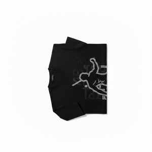 T-shirt à manches courtes noir pour homme avec motif en strass, col rond, coupe classique, tissu jersey décontracté, 100% coton - Product Image 3