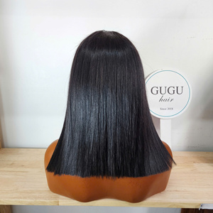 Perruques Gugu Hair Vietnam coupées droites, lisses comme des baguettes, 14 pouces, en cheveux vierges vietnamiens pour femmes, avec fermeture en dentelle 5x5 sans colle - Product Image 1