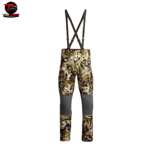 Men Outdoor Brush Camouflage Hunting Field Bib Overalls Reinforced <b>Knee</b> <b>Patches</b> Low Profile Chest Cut Heavy Duty Shoulder Bib - Product Image 1