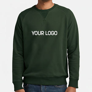 Sweat-shirt personnalisé pour homme, vert foncé, col rond, coupe classique, manches longues, en coton tricoté, décontracté, pour l'automne, avec logo sur le devant - Product Image 1