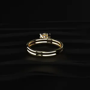 Anillo de Diamantes Redondos Solitarios con Doble Aro, Anillo de Regalo de Cumpleaños, Anillo de Regalo de Aniversario, Anillo de Regalo de San Valentín para una Persona Especial - Product Image 3