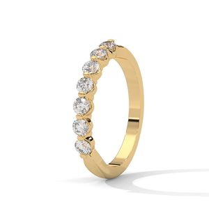 Anillo de oro con diamante cultivado en laboratorio, elegante medio aro de eternidad, joyería fina para regalo de aniversario de bodas y uso diario de lujo. - Product Image 2