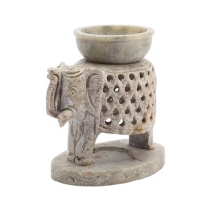 <b>Elephant</b> Shape Natural Color Soapstone Aroma Oil Burner Handmade Work And Curved Design For Home <b>Decorative</b> - Product Image 2