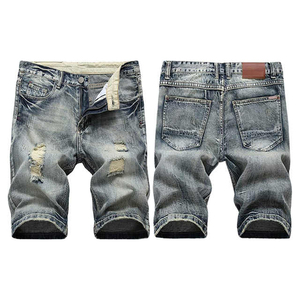 Shorts Bermuda en jean délavé pour homme, taille mi-haute, fermeture boutonnée, style décontracté, 100 % coton tissé, poches respirantes - Product Image 3